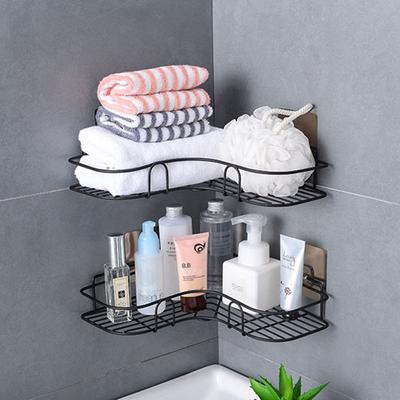 Badezimmer-Ecklagerregale, Wandregal, Shampoo-Halter, Eisen-Duschablaufkorb, stanzfreier Organizer, Badzubehör
