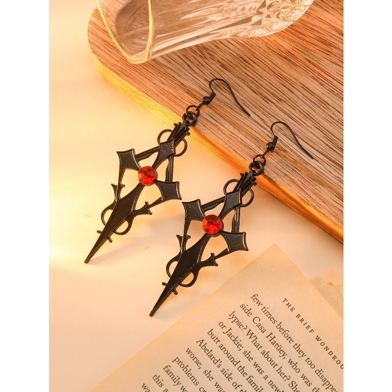 Meier Dark punk style diamond cross earrings and necklace women s halloween party earrings and necklace