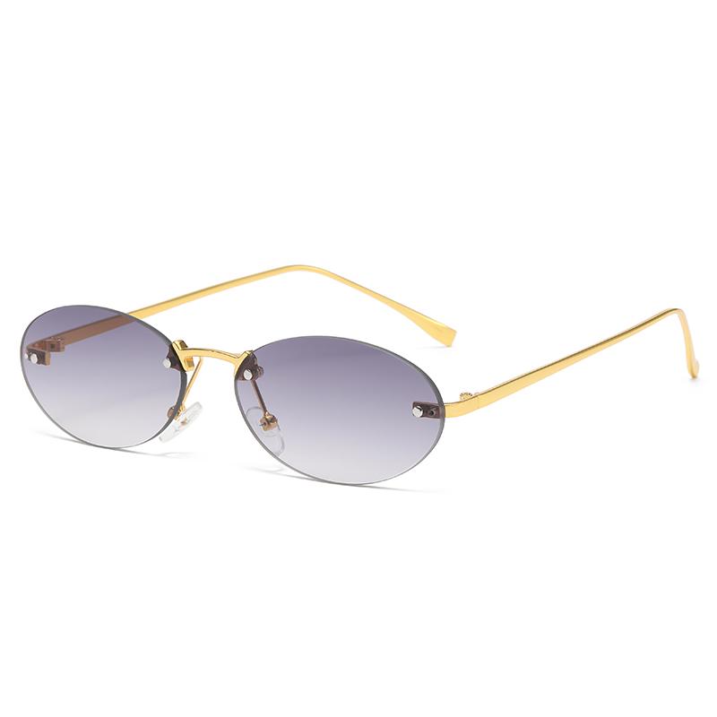

Protective Glasses Rimless Small Oval Sunglasses Women Punk Colorful Lens Sun Glasses Round Metal Glasses Female UV400