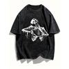 Men'S Washed T-Shirt, Summer Fashion with Printed Patterns - Loose Fit with Stylish Letters, Round-Neck Top for Everyday Comfort In a Retro Worn Look