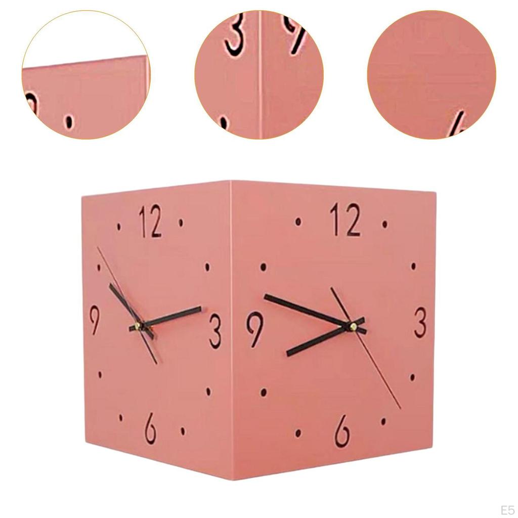 Faced Corner Timepiece Quiet Design Square Clock for Cafe Dining Area