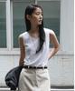 EMKM Linen V-Neck Knit Top_White