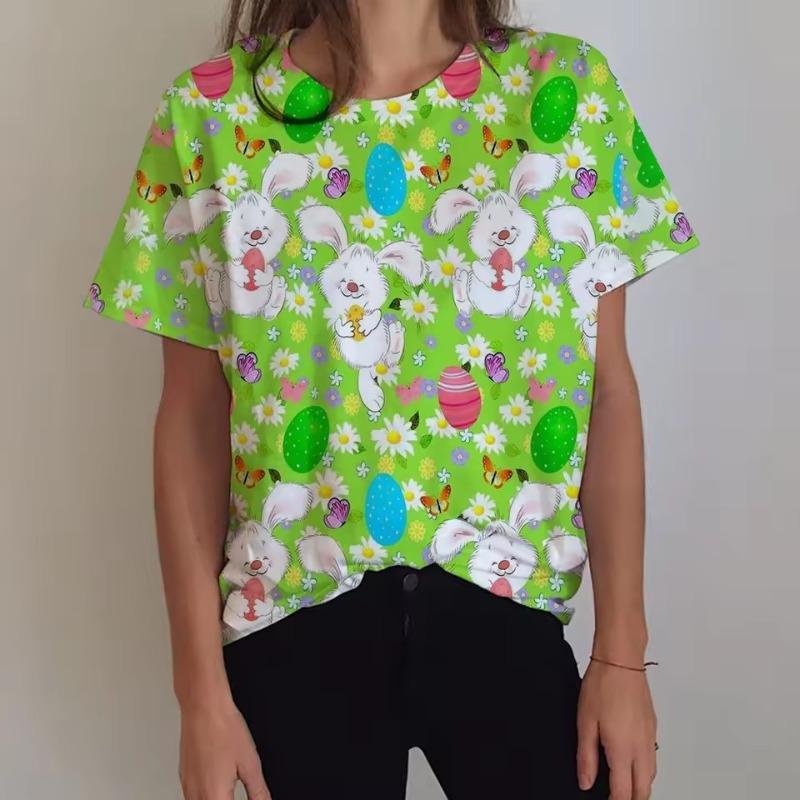 3D Printed Kawaii Skull Women's T-shirt with Fun Animal Patterns Summer Casual Round Neck Top Short Sleeved Loose T-shirt