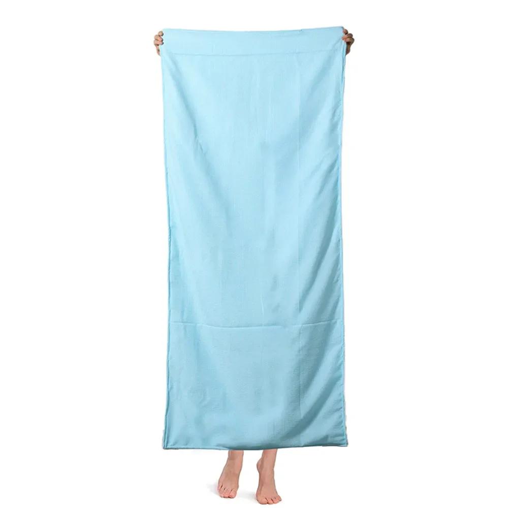 Solid Color Beach Towel Microfiber Quick Dry Striped For Kid Women Travel Camping Picnic Mat Pool Towel Portable Sea Surf Poncho