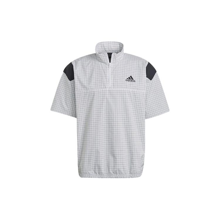 adidas M Primeblue Tee Contrasting Colors Half Zipper Sports Stylish Short Sleeve White Men s GP8655 XL
