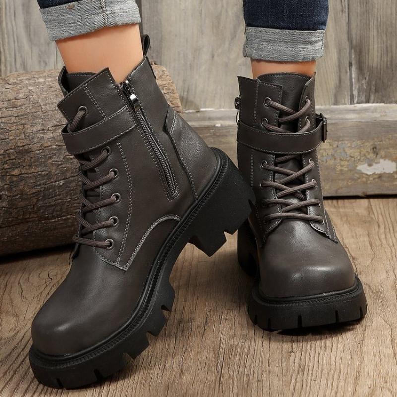 Dameslaarzen Retro Dames Enkellaars Hoge Kwaliteit Casual Leren Laars Antislip Platformlaarzen Mode Motorlaarzen Botas2026