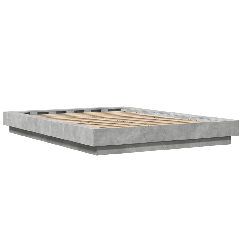 Bed Frame Concrete Grey 140 x 190 cm Engineered Wood