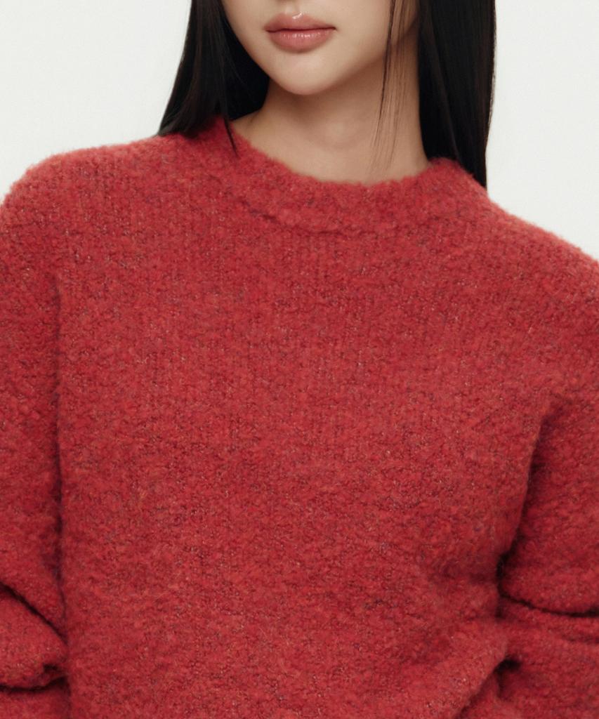 MUSINSA STANDARD WOMAN Women'S Boucle Relaxed Crew Neck Knit [Red]