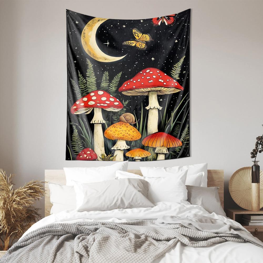 Psychedelic Mushroom Night Sky Wall Hanging Decoration  Elegant Home Decor Tapestry