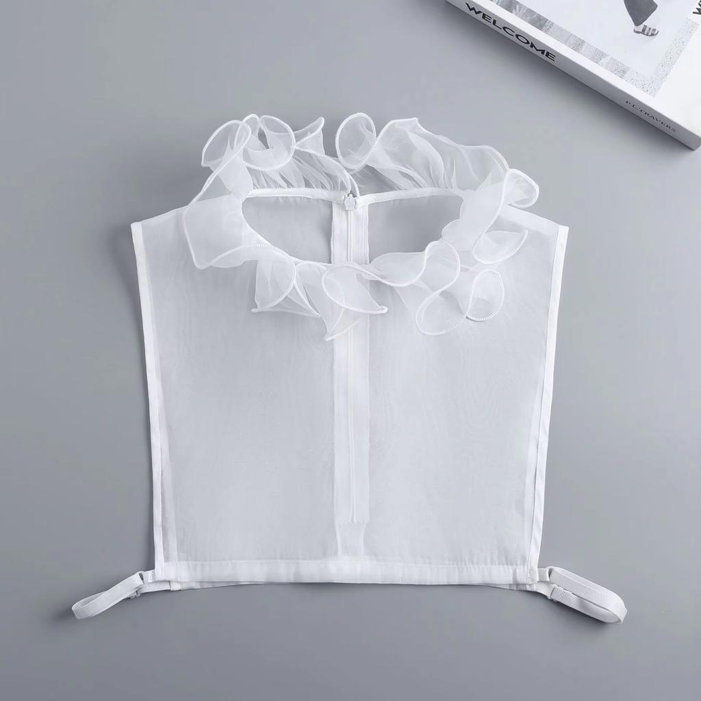 Girls Hollow Out Lace Shirt Detachable Fake Collar Shirt Lapel Blouse Top Adjustable Women Clothes Ladies False Collar Decor