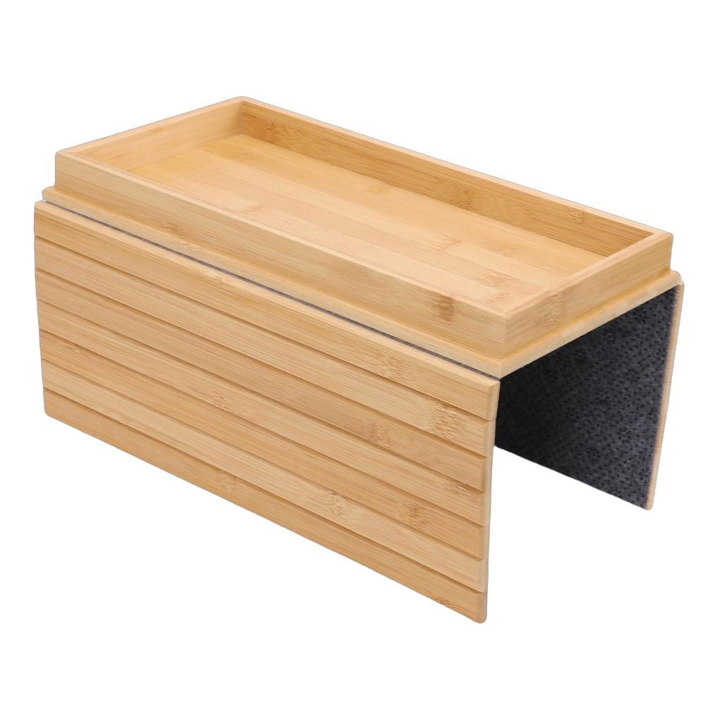 Wood Color Couch Cup Holder 45.7*31.5cm Portable Tray Table Armrest Storage Tray for Remote