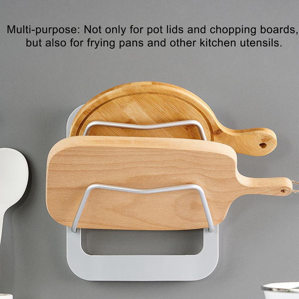 Pot Lids Organizer Rack Wall Mounted Kitchen Storage Shelf No Drilling Adhesive Cutting Board Holder for Home Dormitory Hotel