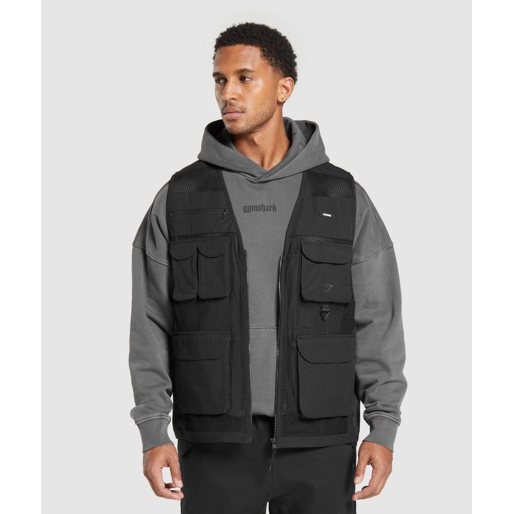 

GYMSHARK Тканый жилет черный A5A6U BB2J XS