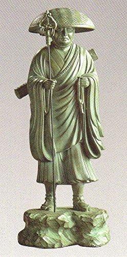 

Buddhist statue of Kobo Daishi Kukai, made of alloy, bronze color, 24cm tall