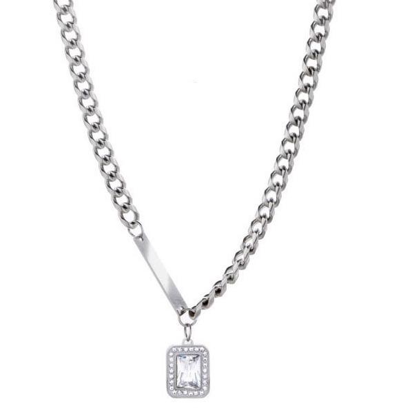 Zircon Necklace for Men, Titanium Steel Full Diamond Pendant, Non-fading, Unique, Simple, Versatile, High-end Accessory, New Women's Accessory