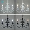 Endüstriyel parlaklık avize dövme demir 3 5 6 ışıklı avizeler vintage şamdan retro siyah beyaz sarkıt lamba toptan satış