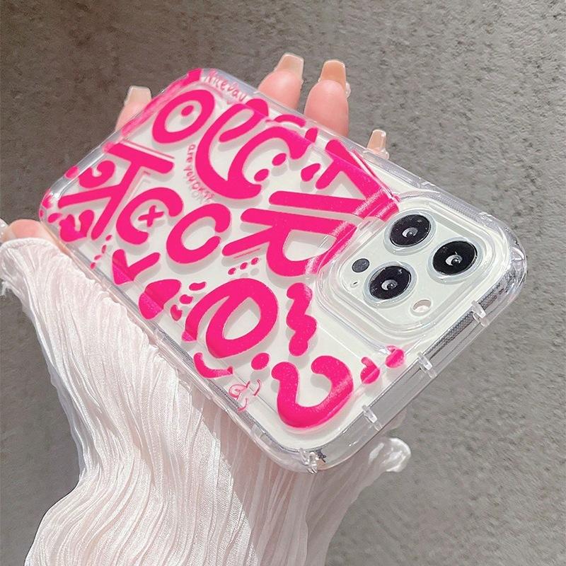 Graffiti English Applicable iPhone16Pro Apple 15 Mobile Phone Case 12/13promax Anti-drop 11 Soft 14plus