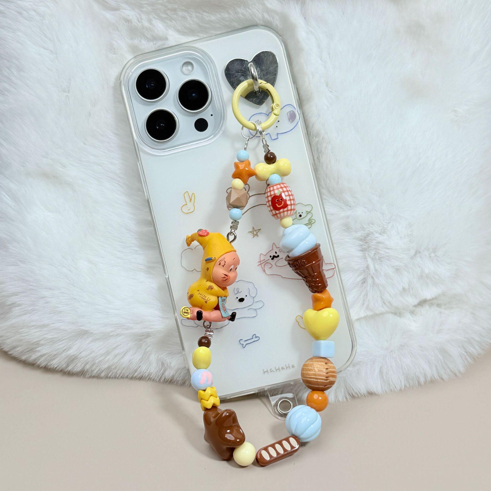 Star Person Beaded Phone Charm: Dopamine Color DIY Keyring