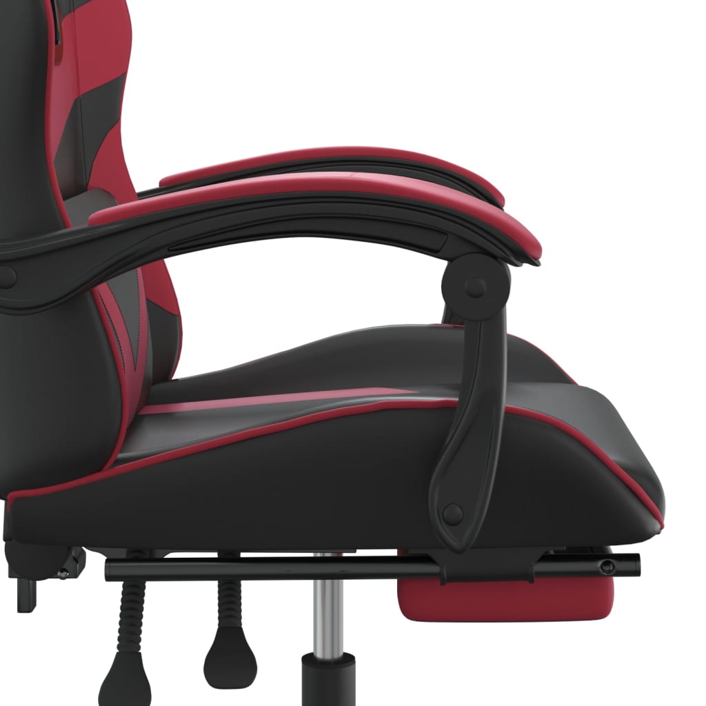 Gaming Chair with Footrest Swivel Black & Burgundy PU Leather
