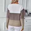 Women's Fashion Casual One-shoulder Button Pullover Knit Cardigan Contrast Color Pullover Long Sleeve Loose Sweater