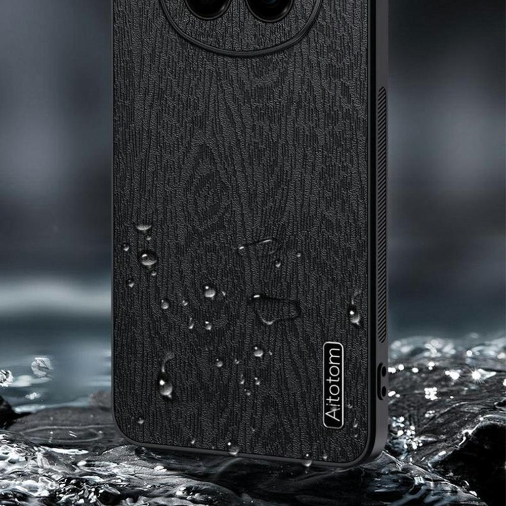 For Honor Magic7 5G Case Wood Texture PU Leather Coated PC+TPU Phone Cover