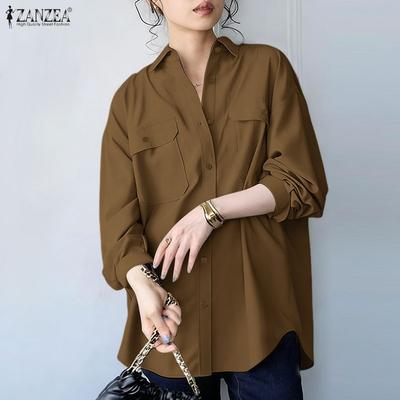 Lässige Damen-Bluse mit Umlegekragen und langen Ärmeln