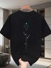 Black T-Shirt with Geometric Design - Comfortable Crew Neck Tee, Soft And Airy, Easy Style, Distinctive Graphic, Suitable for Daily Use - Ideal for Su