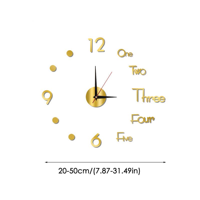 3D Mirror Wall Clock 3D Large Frameless Wall Clock Digital Clock Wall Stickers Silent Clock For Home Living Room Office Wall