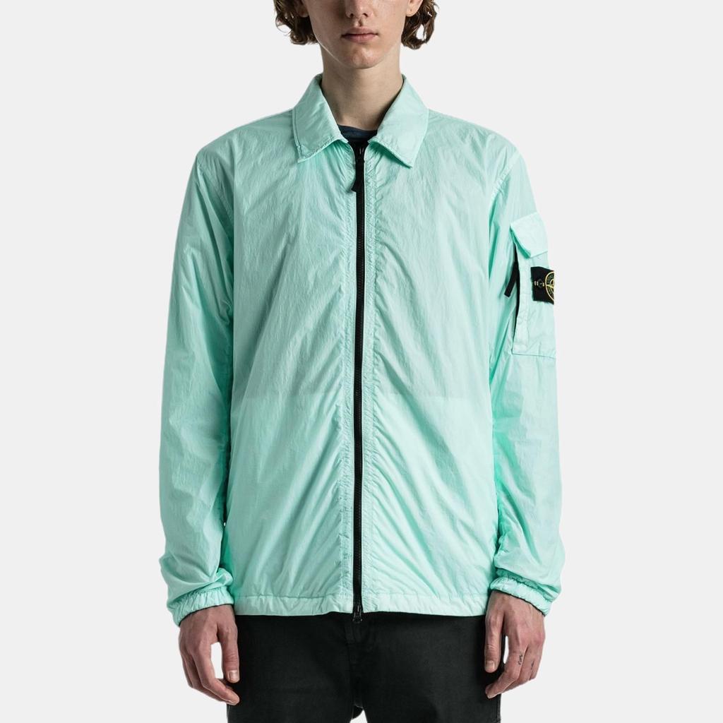 STONE ISLAND Solid Color Badge Logo Patch Shirt Jacket Men Jacket Light-Green 771510223-V0044