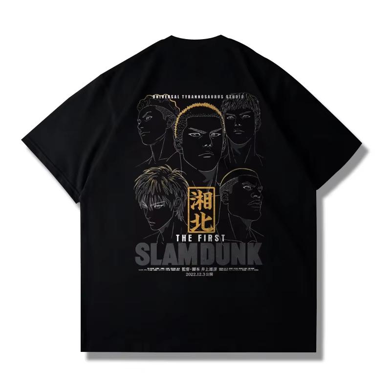 Large Cotton Men's Japanese Anime 2025 Slam Dunk Master Printed Short Sleeve T-shirt Summer Casual Loose T-shirt Top Clothing