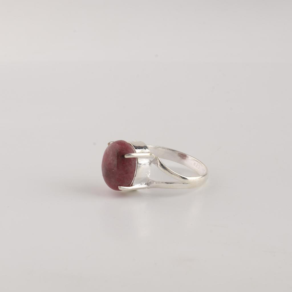 Black Rhodonite Gemstone 925 Sterling Silver Handcrafted Prong Set Ring Gift For Love RR-75-28