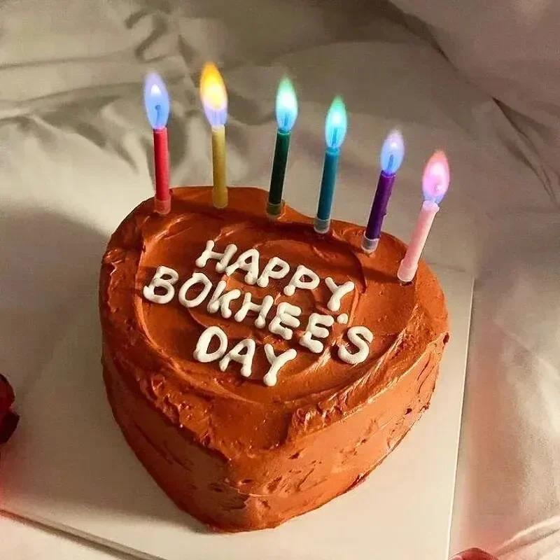 6pcs Colored Birthday Party Supplies Wedding Colorful Multicolor Candles Safe Flames Dessert Cake Candles Decoration Gift Girl
