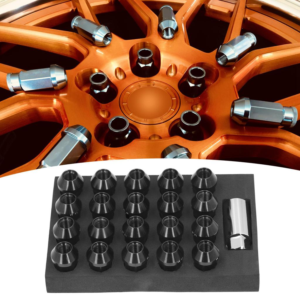M12x1.5 Lug Nuts with Socket Adapter Aluminum Alloy 42mm   19Hex for JDM Racing   Replacement for  