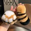 Adorable Otter and Rabbit Fur Keychain with Tiger Tail & Paws - Plush Ball Backpack Ornament