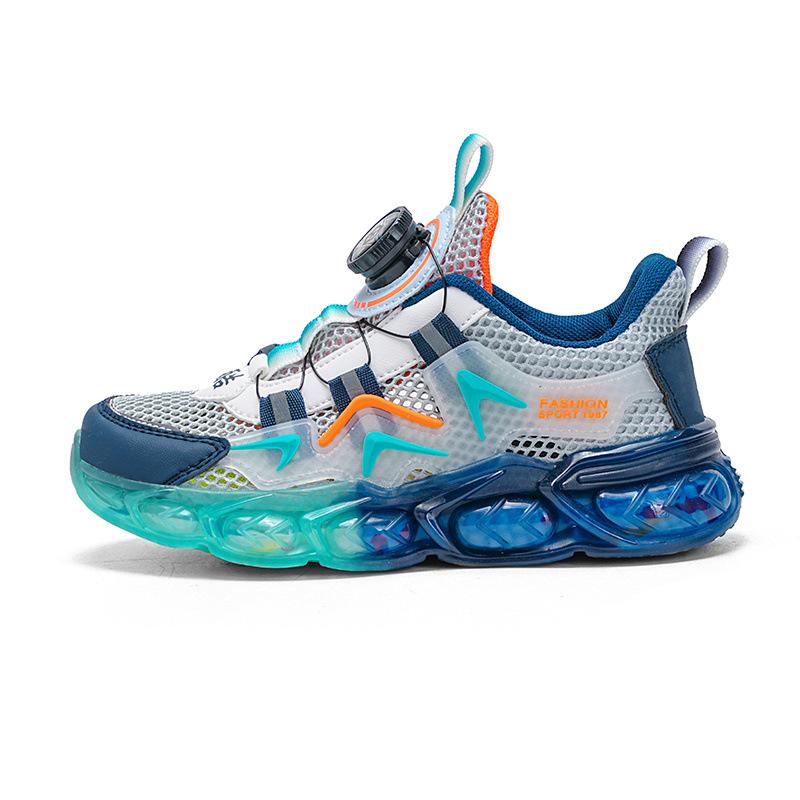 2025 spring and summer new boys' sports shoes single mesh breathable non-slip rotating buckle soft sole lightweight shoes tide
