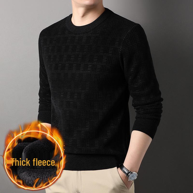 Men s Chenille Jacquard Fleece Pullover Sweater - Autumn/Winter 2022 4XL (For 185-200 lbs)