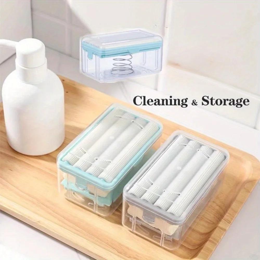 1PC Roller Type Soap Dish Holder for Bathroom Toliet Soap Box Plastic Storage Container with Drain Water Bathroom Accessories