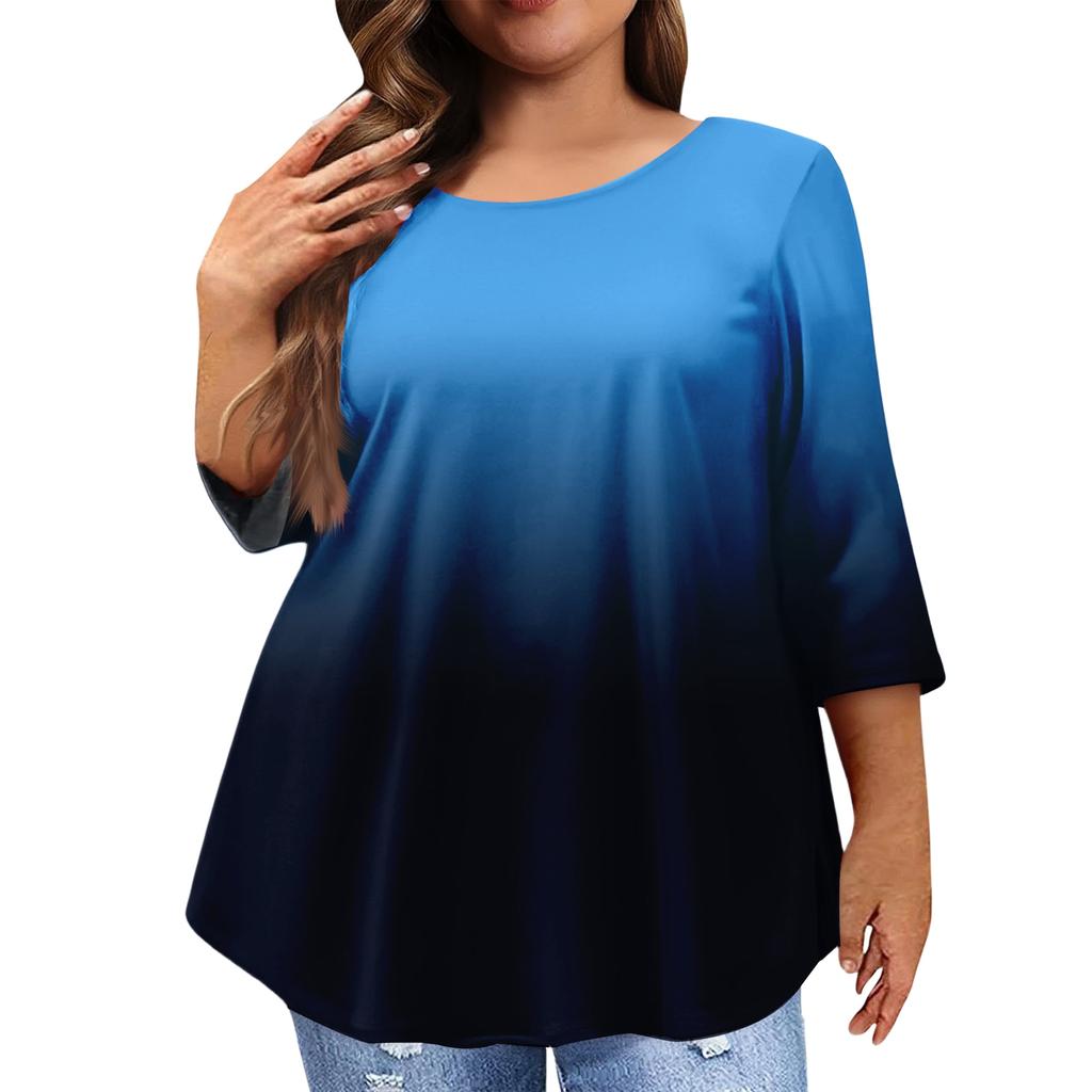 Women's Fashion Casual Round  Neck 3/4 Sleeve Oversized Top
