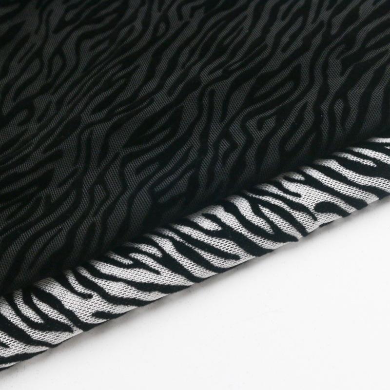 1yard Black White Color Zebra Stripes Print Flocking Mesh Fabric African Tulle Jacquard Velvet Fabrics for DIY Sewing Clothing