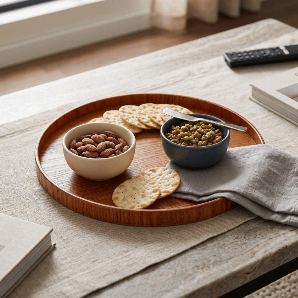 Solid Snack Tray Round Food Tray Versatile Dessert Tray  Dining Table