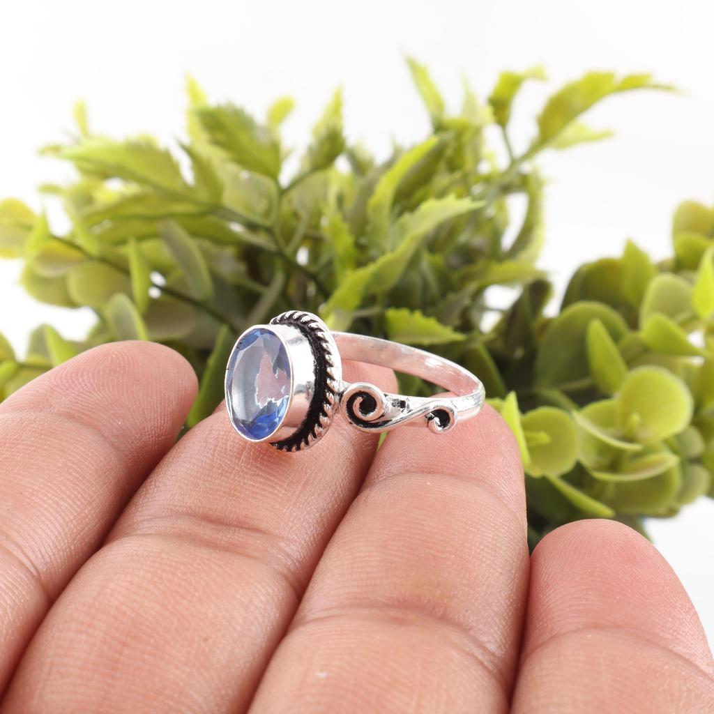 Tanzanite Handmade Gemstone Ring, 925 Solid Sterling Silver Ring Artisans Jewelry, Ring For Engagement Gift