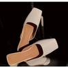 Fashion Luxury Satin Design Mules Shoes for Women Summer Sexy Square Head Strange Low Heel Slide Sandals Elegant Comfort Dress Slippers
