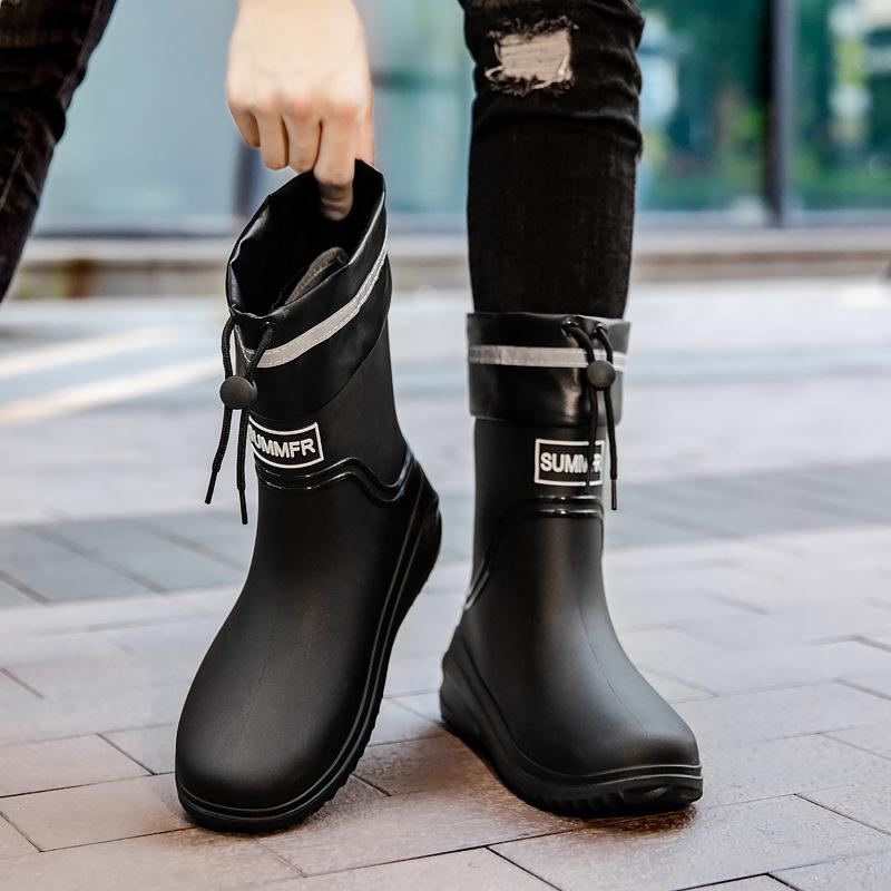 High-end rain shoes men's new waterproof shoes low tube non-slip takeaway riders special rain boots rubber shoes summer velvet