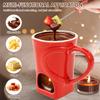 Caneca de Fondue de Chocolate Derretido Cerâmica Queijo Manteiga Aquecedor Panela Canecas de Chocolate Derretido com Garfo Vela Kit Derretedor de Fondue para Casa