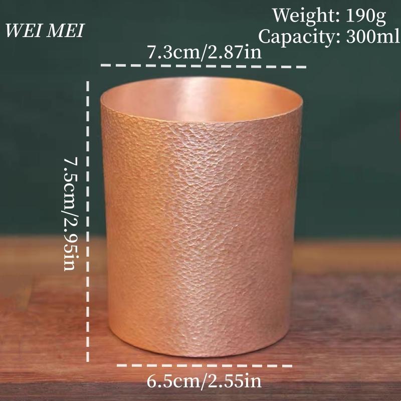 Handcrafted Pure Copper Coffee Mug,Straight Tube Shape Vintage Hammer Texture Breakfast Cup,Cold Drink Cup Drinking Tableware