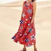 Women's Casual Comfortable Independence Day Print Sleeveless Cotton Pocket Dress