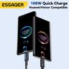 Essager 7A USB Type C Cable For Realme Huawei P40 Pro 100W Fast Charging Wire USB-C Charger Data Cord For Samsung Xiaomi Poco F3