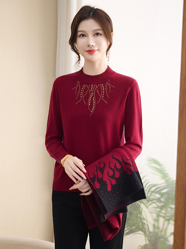 Stylish Autumn-Winter Knit Cardigan Set for Middle-Aged and Elderly Women
