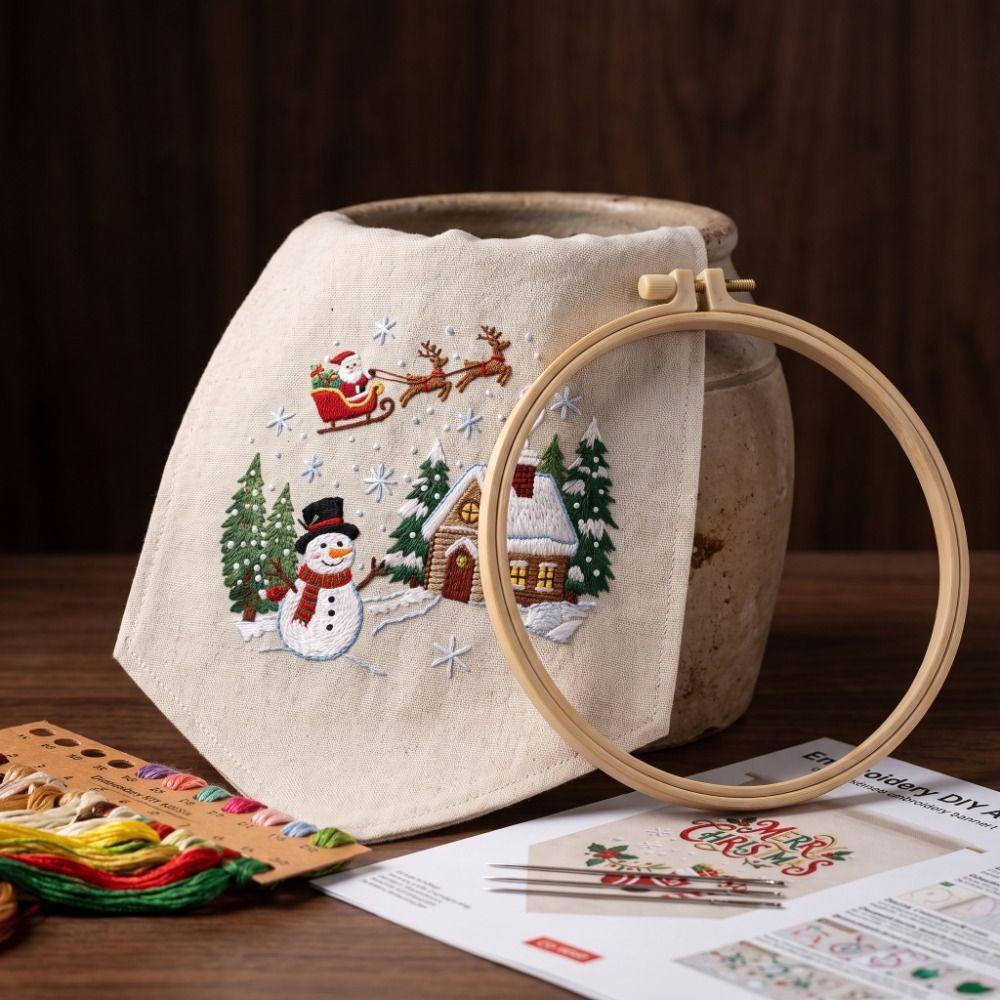 Snowman Christmas Embroidery Kit Santa Claus DIY Embroidery Kit Adults & Beginners