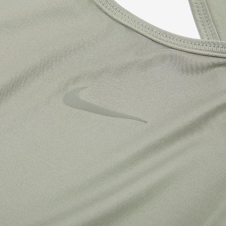 Nike Dri-Fit One Classic Breathable Quick-Dry Pullover Solid Color Small Logo Short Sleeve T-Shirt Women Tops Light-Army-Green Black FN2852-320